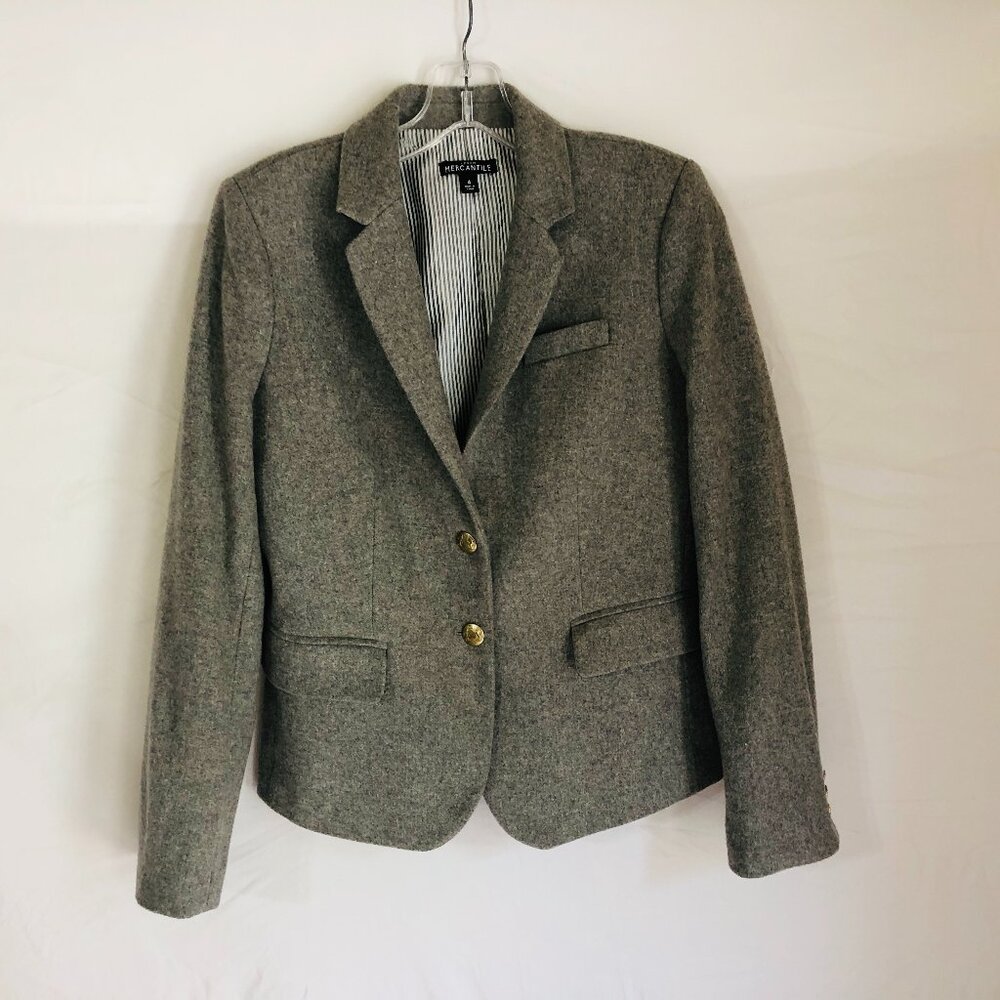 J. Crew Women's Size 4 Gray Wool Blend‎ Blazer Jacket EUC
